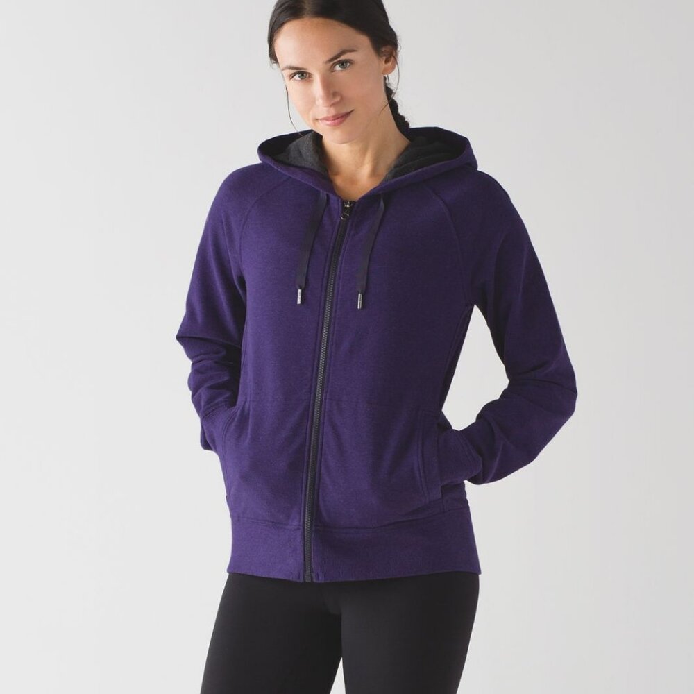 Lululemon Split Hoodie Heathered Black Grape Size 6
